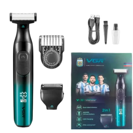 ماكينة حلاقة وتنعيم ( 2 في 1 ) مناسبة للقن والجسم والاماكن الحساسة – استخدام رطب وجاف  VGR V-361