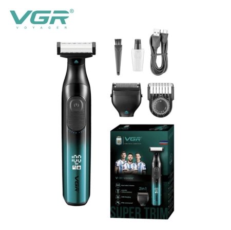 ماكينة حلاقة وتنعيم ( 2 في 1 ) مناسبة للقن والجسم والاماكن الحساسة – استخدام رطب وجاف  VGR V-361