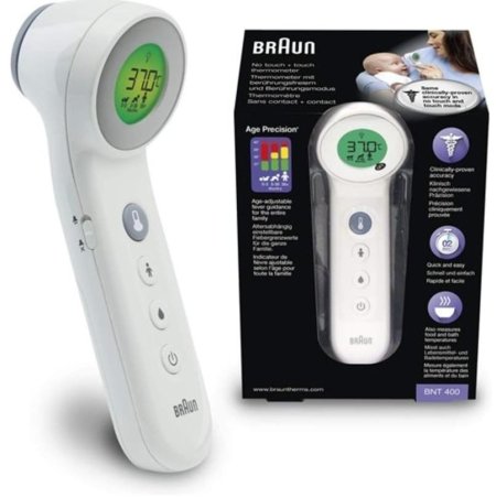 جهاز قياس الحرارة بدون لمس من براون Braun Bnt400 3 In 1 Forehead No Touch Thermometer