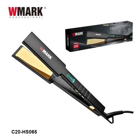 مملس شعر احترافي WMARK C20-HS065 – ألواح تيتانيوم ذهبية وشاشة LCD بحرارة تصل 250° (ستريتر)