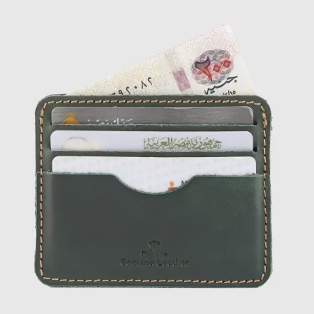 محفظة (جزدان) جلد طبيعي للرجال والنساء | تحتوي على 7 جيوب | Slim Card holder - زيتي