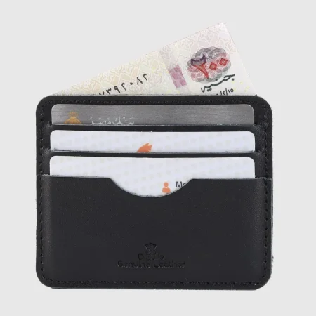 محفظة (جزدان) جلد طبيعي للرجال والنساء | تحتوي على 7 جيوب | Slim Card holder - اسود