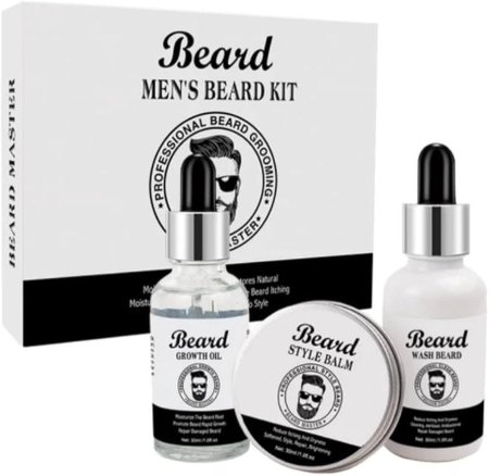 مجموعة اللحية (3 في 1) زيت لحية وشامبو وبلسم "Aichun Beauty" لنمو اللحية Beard Care Kit