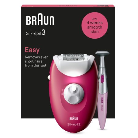 الماكينة النسائيه براون 3 مع هدية لإزالة الشعر من الجذور Braun Epil 3 SE3-202