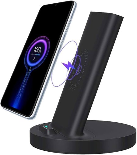 قاعدة شحن لاسلكي رأسي وأفقي 20 واط، شحن سريع من شاومي (شاحن لا سلكي) Xiaomi Black Mi 20W Fast Wireless Charging Stand