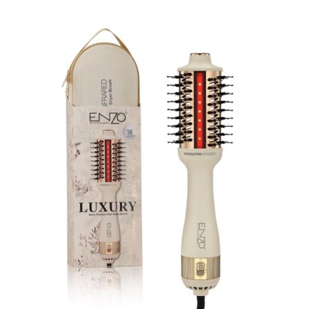 فرشاة تصفيف وتجفيف الشعر مع شنطة هدية تعمل بالاشعة الحمراء 1500 واط  ENZO EN-506 Luxury Dryer Brush
