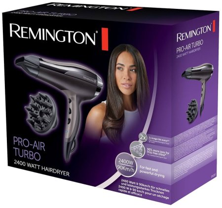 مجفف شعر الماني Remington D5220 Pro Air Turbo – قدرة 2400W مع موزّع وفوهة تركيز