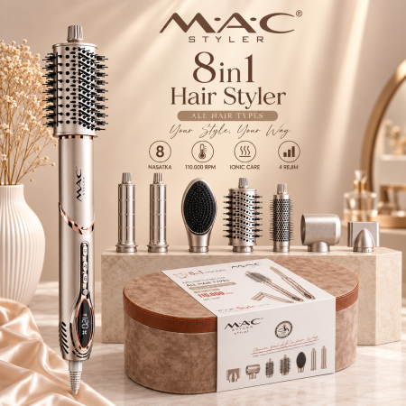 مصفف شعر ماك (8 في 1) مع مجفف وفرش متعددة MAC 8 in 1 Hair Styler Blow Dryer Brush Set MC6767