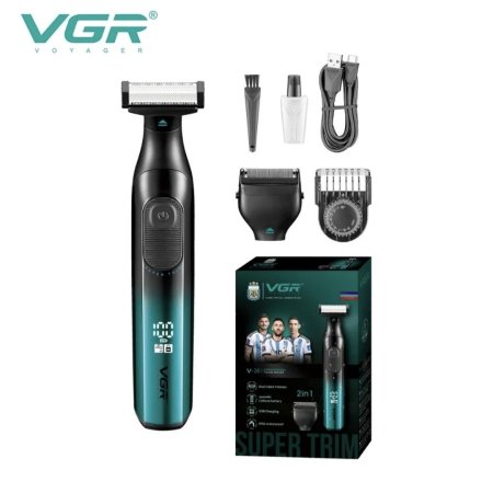ماكينة حلاقة وتنعيم ( 2 في 1 ) مناسبة للجسم والذقن والاماكن الحساسة – استخدام رطب وجاف  VGR V-361