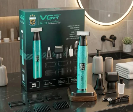 ماكينة حلاقة احترافية للجسم والأماكن الحساسة والذقن (3 في 1) مقاومة للماء VGR V-633