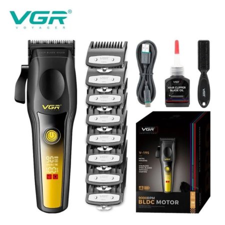 ماكينة حلاقة شعر احترافية للرجال VGR V-195 – هيكل معدني، أداء قوي للاستخدام في الصالونات والمنزل